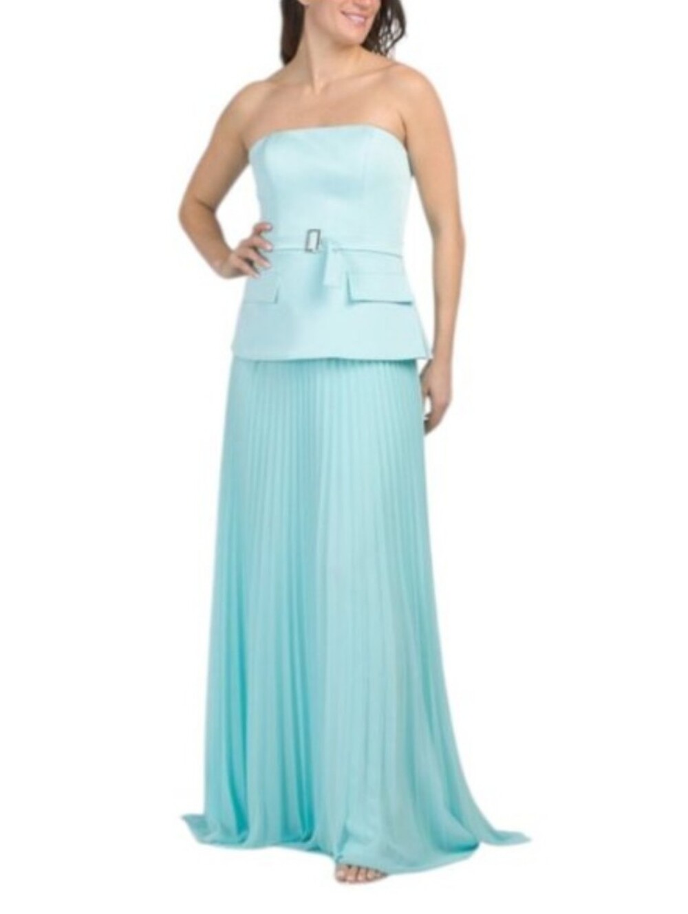 NWT Terani Couture T6755 Strapless Pleated Dress size 16